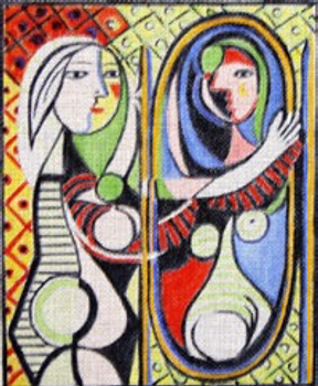 12742 CWD-M111 Picasso Girl in Mirror 7.5 x 9.5 18 Mesh Stitch Painted Changing Women Designs