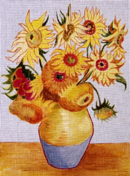 12697 CWD-M27 Van Gogh Sunflowers 14 x 18 18 Mesh Stitch Painted Changing Women Designs