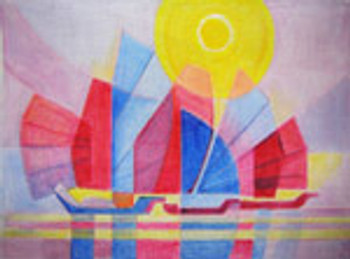 85756 CWD-M145 Toffoli Sun Sailboats 11 x 8 18 Mesh Stitch Painted Changing Women Designs