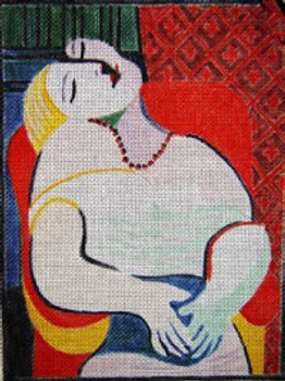 12718 CWD-M60 Picasso 1/2 Face Lady 9 x 7 18 Mesh Stitch Painted Changing Women Designs