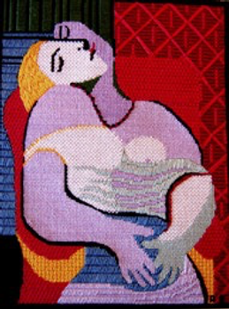 12718 CWD-M60 Picasso 1/2 Face Lady 9 x 7 18 Mesh Stitch Painted Changing Women Designs