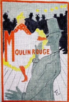 12732 CWD-M85Toulouse-Lautrec Moulin Rouge 10.5 x 13.5 18 Mesh Stitch Painted Changing Women Designs