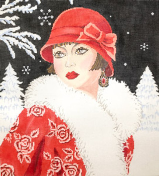 C-562d Art Deco Lady Winter 12 x 13 1/2 18 Mesh The Meredith Collection