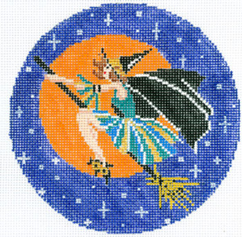 XO-190o Witch on a Broom 5" Round 13 Mesh The Meredith Collection