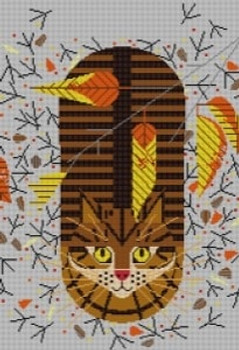 Purrfectly Perched Cat HC-P323 Charley Harper 18 Mesh 9 1/2 x 14