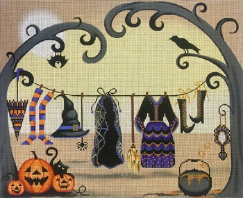 2902 Alice Peterson Designs Witches Clothesline 15 x 12 13 mesh