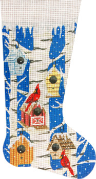 2908 Alice Peterson Designs Cardinals and Birdhouses Stocking  11 x 19.5 on 13 mesh