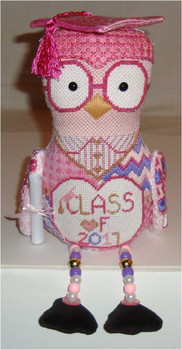 3D Grad Girl Owl 7.5” x 5.5” 18 Mesh Sew Much Fun 