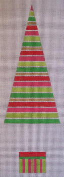 CH105A TP- Red & Green Stripe Topiary 3x8 EyeCandy Needleart