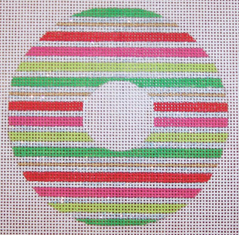 CH105B TP- Red & Green Stripe Wreath 4" dia EyeCandy Needleart