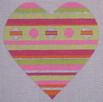 CH202C Tickled Pink-Dotted Heart 4" EyeCandy Needleart