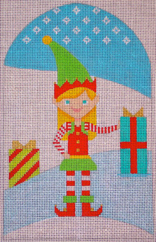 CH409A Kringle Belle Mini - Gift Elf 5 x 8 18 Mesh EyeCandy Needleart