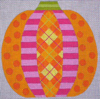 HW128A Pumpkin Patchwork - Argyle 5.5 x 5.5 EyeCandy Needleart