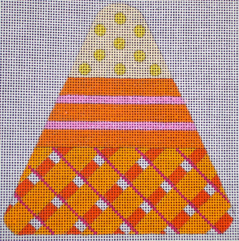 HW129A Candy Corn - Orange Plaid 5"EyeCandy Needleart