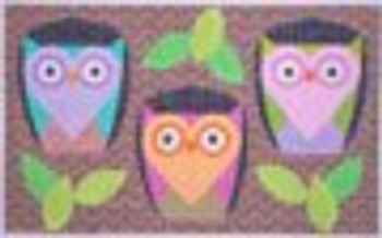 N107 Hoot Owl Trio 6x9.75 EyeCandy Needleart
