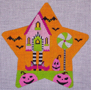 HW137D Spooky Star - Bats/Baba Yaga’s House 5.5" EyeCandy Needleart