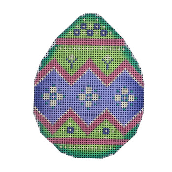 257d Greem  & purple Eggs 4" x 5" 18 Mesh Rebecca Wood Designs!