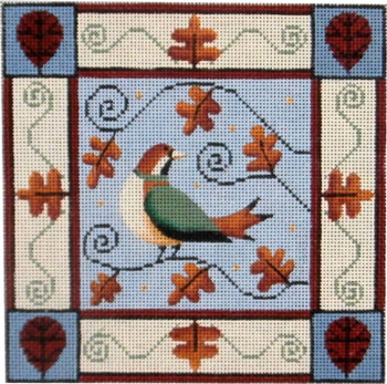 466c Autumn bird  8" x 8" 13 Mesh Rebecca Wood Designs!