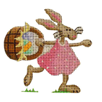 024j Pink Bunny  2 x 3 18 Mesh Rebecca Wood Designs!