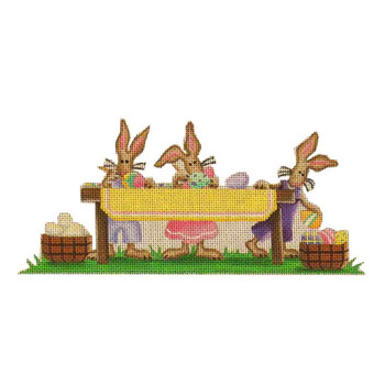 024b Coloring Eggs Bunny 8" x 3.5" 18 Mesh Rebecca Wood Designs!
