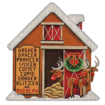 022c Reindeer Barn 6.5 x 7 18 Mesh Rebecca Wood Designs!