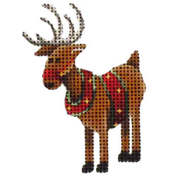 022j Quartering Reindeer 3" x 3" 18 Mesh Rebecca Wood Designs!