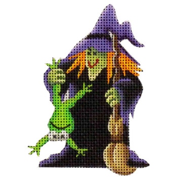 023g Witch And Frog 7" x 5" 18 Mesh Rebecca Wood Designs !