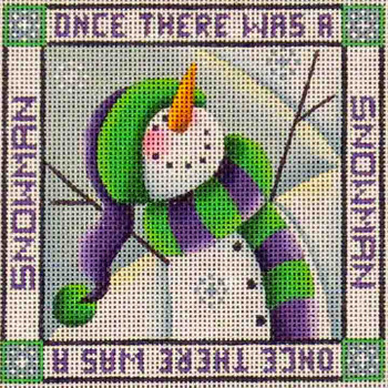 031d Winter snowman 4.5" x 4.5"  18 Mesh Rebecca Wood Designs!