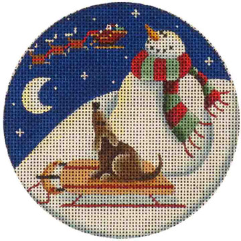 23f Snowman Sleigh 4" Round 18 Mesh Rebecca Wood Designs!