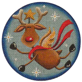 28e Reingel Reindeer Angel 4" Round 18 Mesh Rebecca Wood Designs