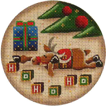 51g Ho Ho Hum Reindeer 4" Round 18 Mesh Rebecca Wood Designs!