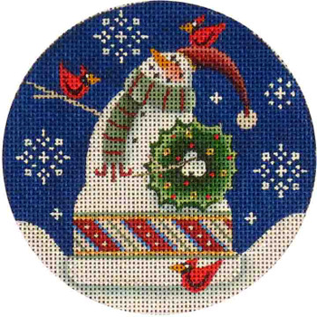 48i Snowmans gift 4" Round 18 Mesh Rebecca Wood Designs !