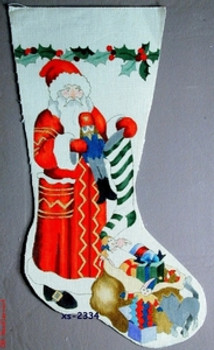 XS-2334 Old St.Nick with Toy Soldier 18 Mesh 20" Stocking CBK Bettieray Designs