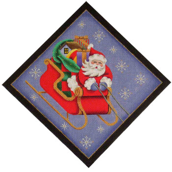 50j Through The Sky Santa 10" x 10"  13 Mesh Rebecca Wood Designs!