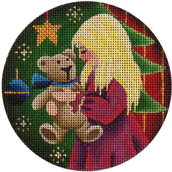 68h Teddy Christmas 4" Round  18 Mesh Rebecca Wood Designs!