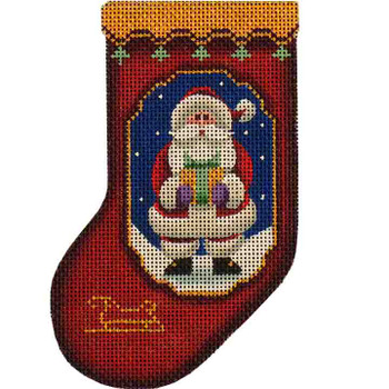 70a Santa mini sock 3.5" x 5.5" Round 18 Mesh Rebecca Wood Designs!