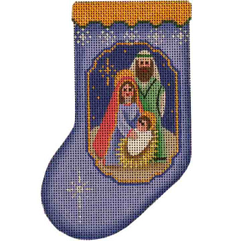 70d Nativity mini sock 3.5" x 5.5" Round 18 Mesh Rebecca Wood Designs!