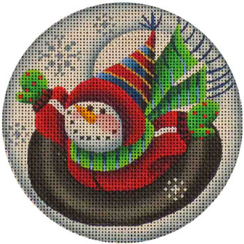 92c Red tuber Snowman 4" Round 18 Mesh Rebecca Wood Designs!