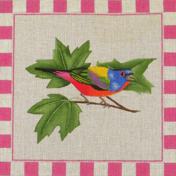 261h Painted Bunting 9" x 9" 18 Mesh Rebecca Wood Designs!