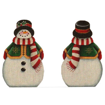 595a Green snowman topper  4" x 8" 18 Mesh Rebecca Wood Designs!