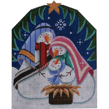 628a Snowman Nativity 4.25 x 6.25  18 Mesh Rebecca Wood Designs!