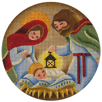 1009 Nativity Ornament  4" Round 18 Mesh Rebecca Wood Designs!