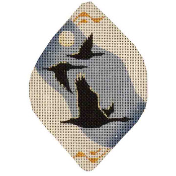1008k Geese with moon 4" x 6"18 Mesh Rebecca Wood Designs!