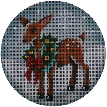 1028e Wreath reindeer 4" Round 18 Mesh Rebecca Wood Designs !