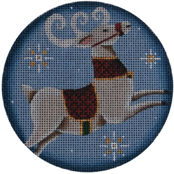 1026e Folk Reindeer  4" Round 18 Mesh Rebecca Wood Designs!
