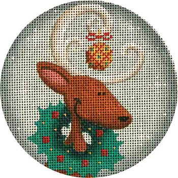 1019d Wreath reindeer  4" Round 18 Mesh Rebecca Wood Designs!