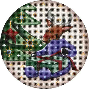 1018h Purple jamies Reindeer 4" Round 18 Mesh Rebecca Wood Designs!