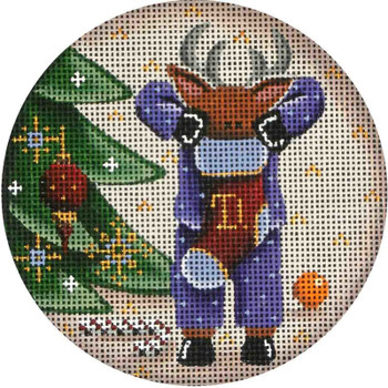 1018d Stocking goodies Reindeer 4" Round 18 Mesh Rebecca Wood Designs!