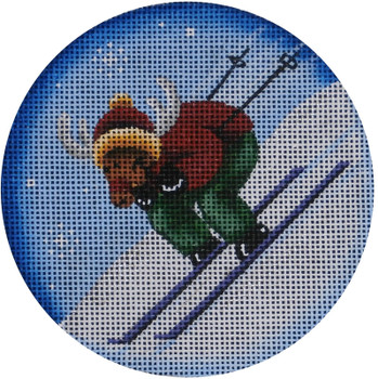 1022n Ski reindeer  4" Round 18 Mesh Rebecca Wood Designs!