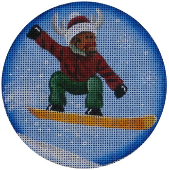 022m Snowboard Reindeer  4" Round 18 Mesh Rebecca Wood Designs!